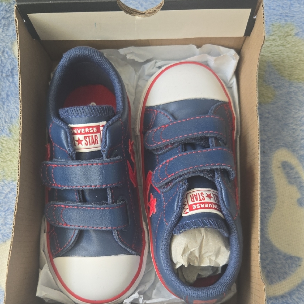 Converse Kids' Blue and Red Velcro Sneakers